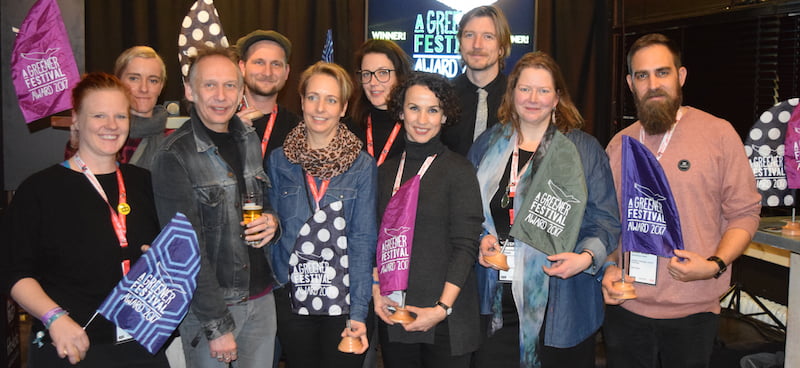 Ilosaarirock (Finland), MetalDays (Slovenia), Liberation Festival Utrecht (Netherlands), Mandala Festival (Netherlands), Extrema Outdoors (Netherlands), Roskilde Festival (Denmark), Welcome to the Village (Netherlands) and Das Fest (Netherlands) collect their A Greener Festival Awards 2017