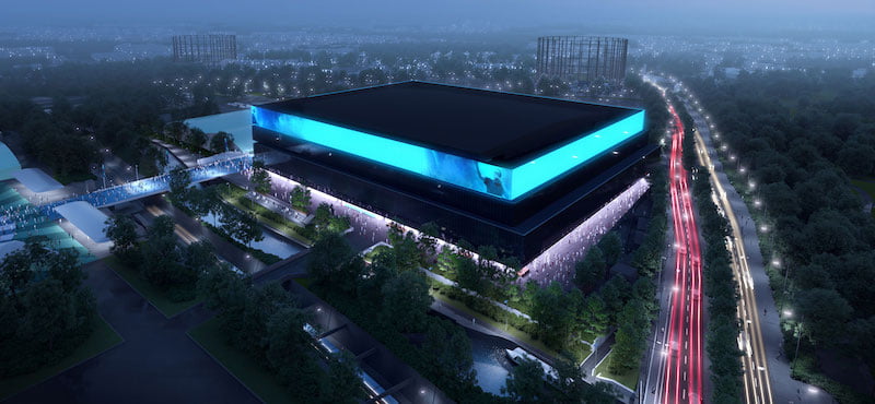 An artist's impression of the new arena, as seen from the south-east