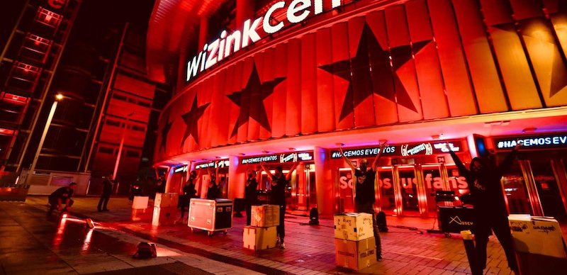 WiZink Center Madrid during the Alerta Roja protest in 2020