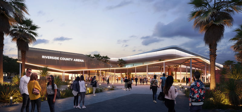 An art rendering depicting the 10,000-cap arena in Coachella Valley