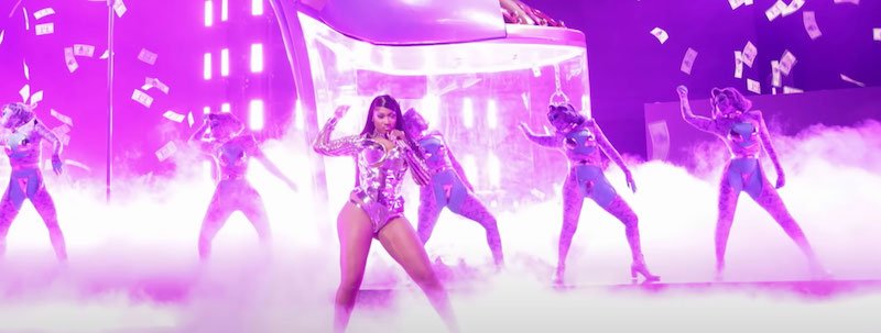 Megan Thee Stallion performing during the 2021 Grammys