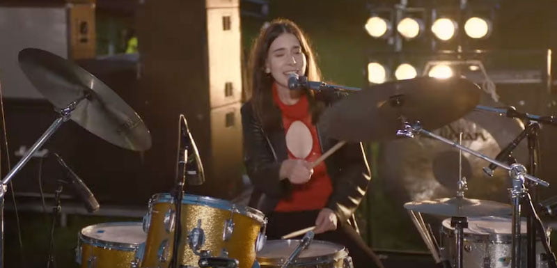 Haim performing for Live at Worthy Farm