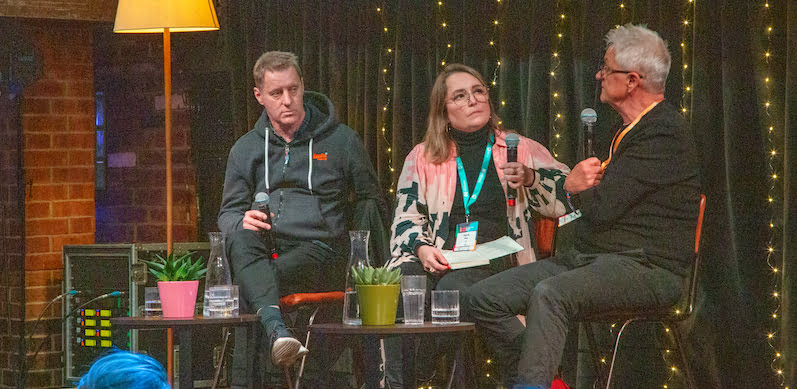 FKP Scorpio's Folkert Koopmans, CAA's Maria May and Festival Republic's Melvin Benn during keynote