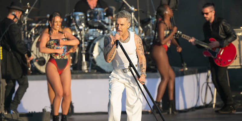 BST HYDE PARK 2024  - July 6 2024

Robbie Williams performs on stage at BST Hyde Park

(Photo by Dave Hogan/Hogan Media Shutterstock)