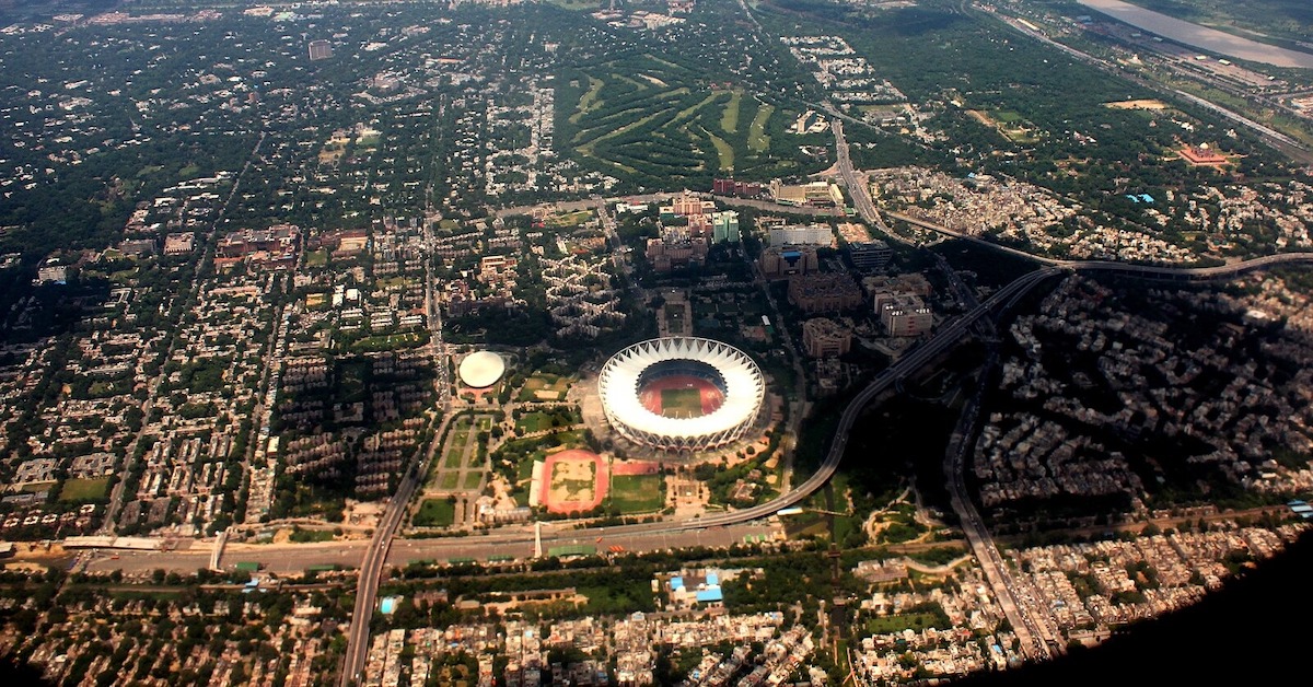 Aerial view of Jawaharlal Nehru Stadium
