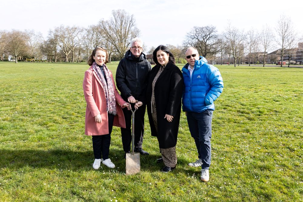 Left to right: Cabinet Member for Culture and Leisure, Cllr Emily Arkell, Festival Republic Managing Director Melvin Benn, the Leader of Haringey Council, Cllr Peray Ahmet and Head of Parks and Climate Action at Haringey Council, Simon Farrow