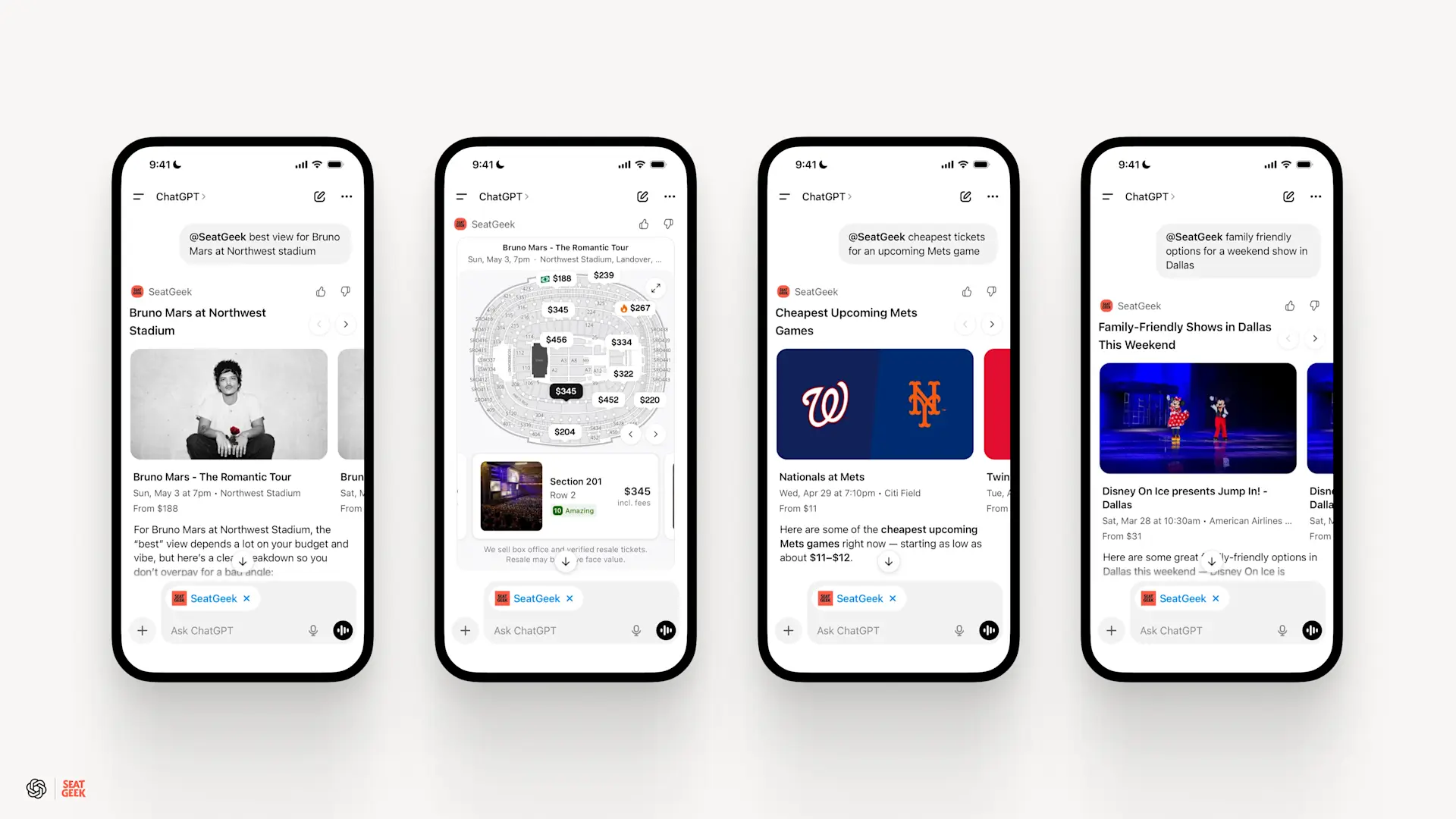 SeatGeek inside ChatGPT